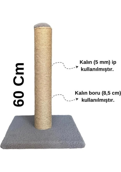 60 cm Kalın Borulu Kalın Ipli Uzun Kedi Tırmalama Tahtası