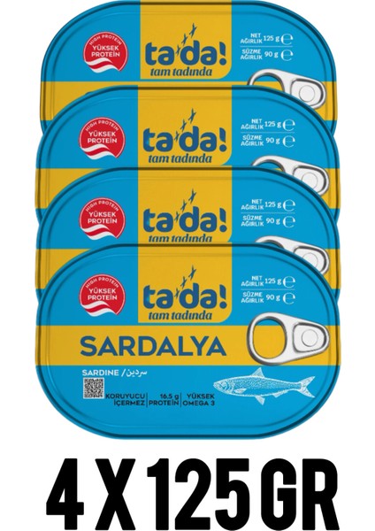 Tada Sardalya Konserve 4 x 125GR (Hazıryemek.ton Balığı.şarküteri Deniz Ürünleri.hazırkonserve.)