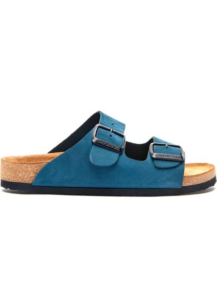 / Bali - Deri Çift Bantlı Terlik ( Lacivert Nubuk Deri ) fırsatları