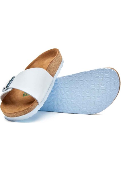 / Adal - Deri Tek Bantlı Terlik ( Beyaz Cilt Deri ) fiyatları