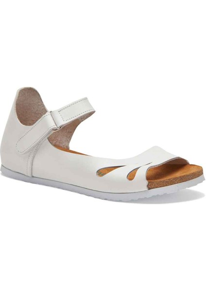 / Daisy - Deri Sandalet ( Beyaz Deri )