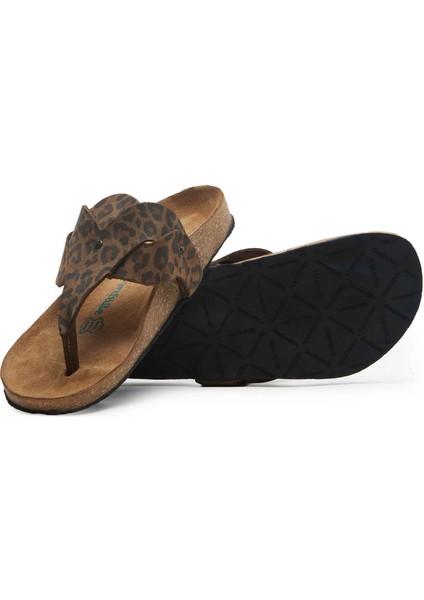 / Silvia - Deri Parmak Arası Terlik ( Leopar Baskılı Deri ) fiyatları