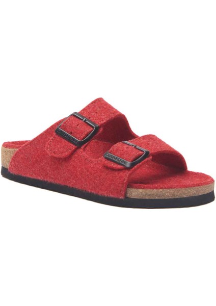 / Bali-W - Yün Çift Bantlı Ev Terliği ( Kırmızı Yün )