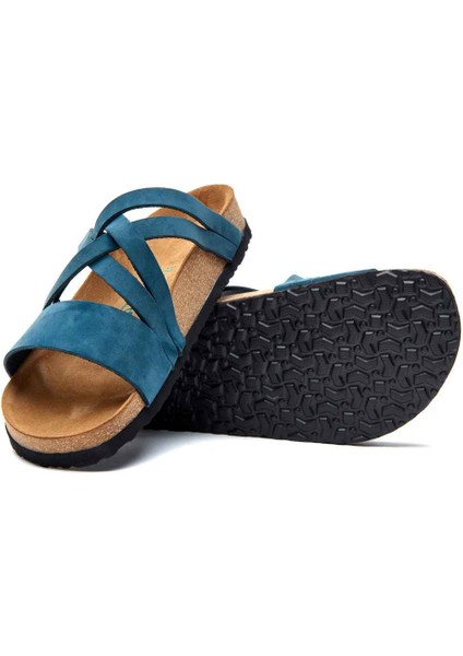 / Mitzi - Deri Çok Bantlı Terlik ( Lacivert Nubuk Deri ) fiyatları