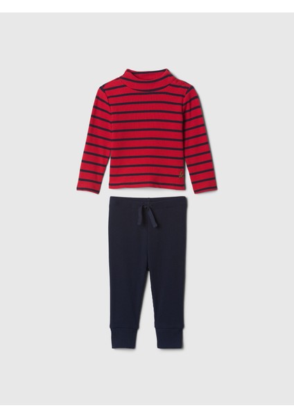 Bebek Kırmızı Fitilli Balıkçı Yaka Outfit Set