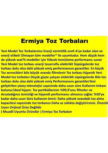 Sinbo 1400 1600 Svc 3420 3438 3445 3449 8603 Uyumlu Süpürge Astarlı (Çift Kat) Kağıt Toz Torbası 20 Adet