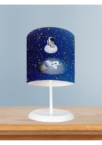 Bebek ve Çocuk Odası Astronot ve Space x Desenli Abajur