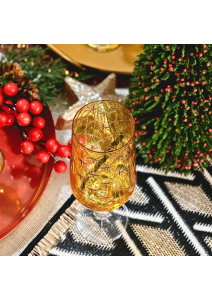 Leonarte Casa Menşeli Bohemia Stars Kristal 1 Adet Sarı Renk kadeh Bardak