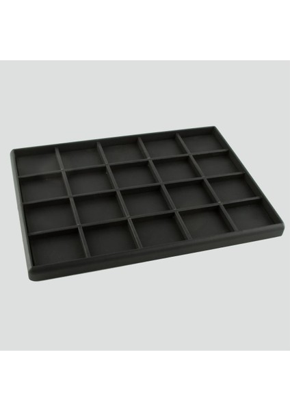 Yerli Üretim Süet Kumaş Siyah Renkli 34/24 cm 20 Bölmeli Çekmece Içi Takı Standı