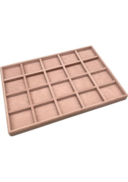 Yerli Üretim Süet Kumaş Pembe Renkli 34/24 cm 20 Bölmeli Çekmece Içi Takı Standı indirimleri