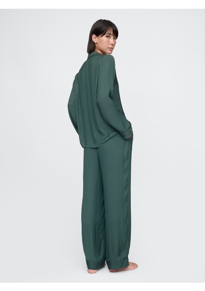 Kadın Koyu Yeşil Saten Pijama Altı