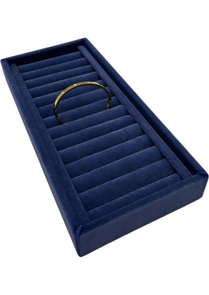 Yerli Üretim Süet Kumaş Lacivert Renk 25 cm / 11,5 cm Kelepçe-Bileklik Sergileme Standı