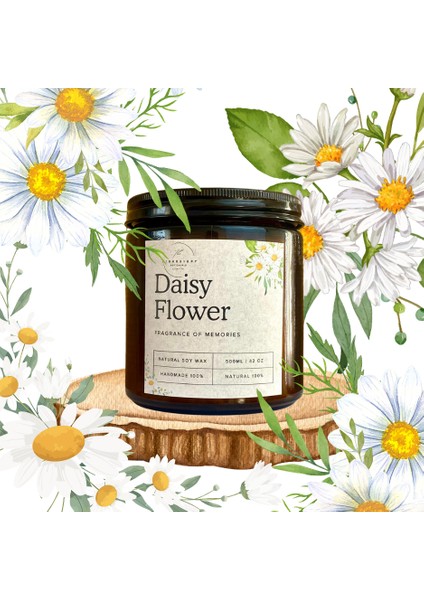 Yılbaşı Özel : Daisy Flower Papatya Kokulu Büyük Mum, Taze ve Yatıştırıcı Papatya Esansı Malzeme:  Doğal Vegan Soya Wa x  Ağırlık: 340 gr (Büyük Boy)