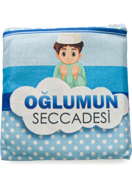 Çantalı Oğlumun Çocuk Seccadesi Mavi