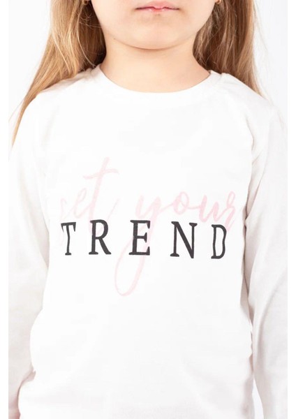 Trend Baskılı Gabardın Ceketli Kız Çocuk 3 lü takım - Bej