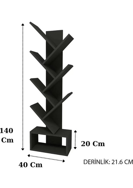 Home Enda Erine 8 Raflı Zikzak Kitaplık Antrasit