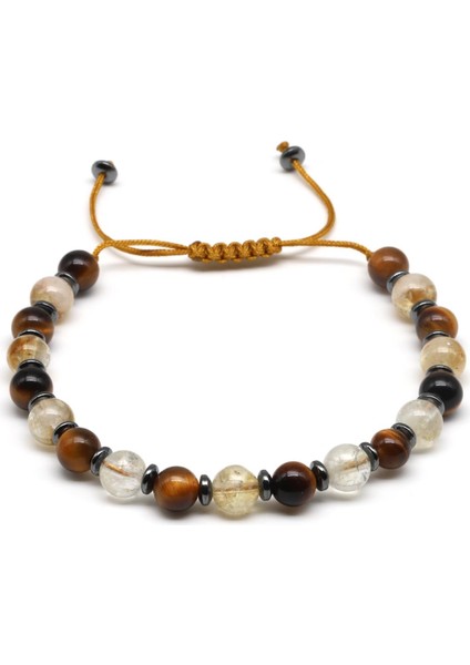 Kaplan Gözü-Sitrin Doğal Taş Makrome Örme Bileklik Küre Kesim fiyatları