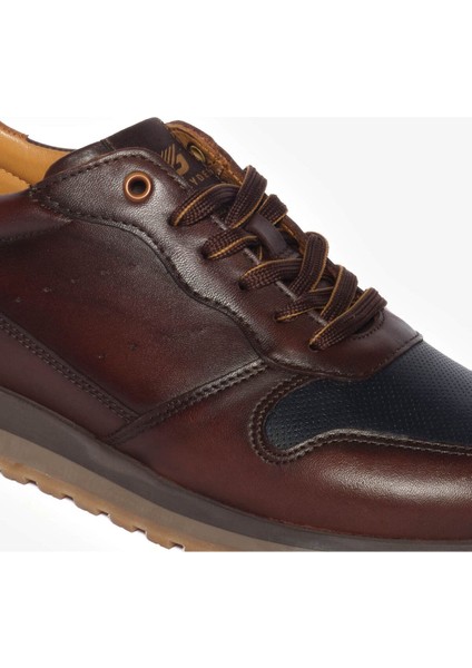 Erkek Kahverengi Hakiki Deri Sneaker Ayakkabı 4K1UA16452