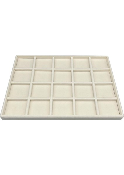 Yerli Üretim Süet Kumaş Krem Renk 34/24 cm 20 Bölmeli Çekmece Içi Takı Standı fiyatları