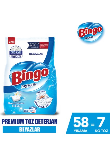 Bingo premium Toz Çamaşır Deterjanı 7 kg Beyaz