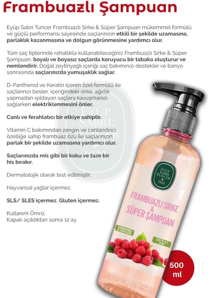 Frambuazlı Şampuan 500 ml ve 100 ml Bakım Yağı 100 Ml, Sprey 210 ml ve Rosie Hediye