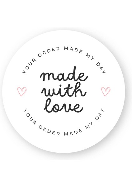 Sticker 5 - Made With Love 4x4 cm - 66 Adet
