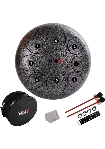 TD-108SM Çelik Dil Davul Handpan 10 İnç 8 Ton Steel Tongue Drum Full Set