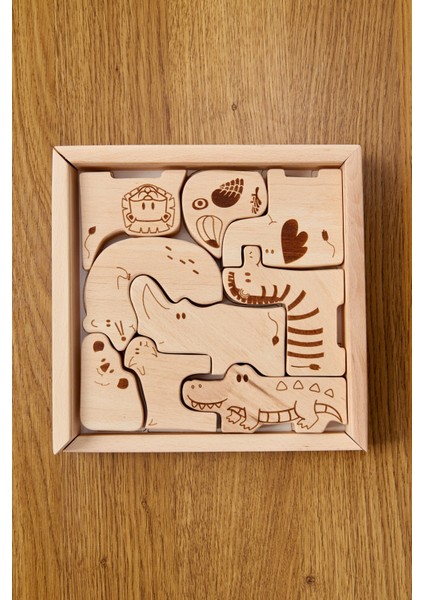 Montessori Ahşap Figür Hayvan Puzzle Seti | ahşap Puzzle | oyun Seti