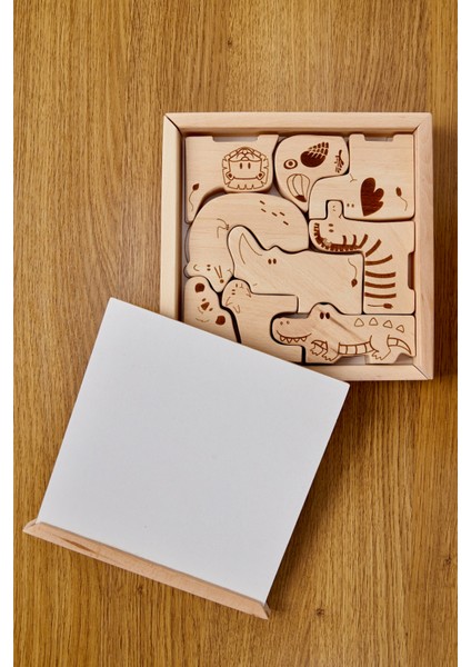Montessori Ahşap Figür Hayvan Puzzle Seti | ahşap Puzzle | oyun Seti fiyatları