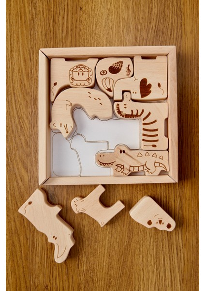 Montessori Ahşap Figür Hayvan Puzzle Seti | ahşap Puzzle | oyun Seti modelleri