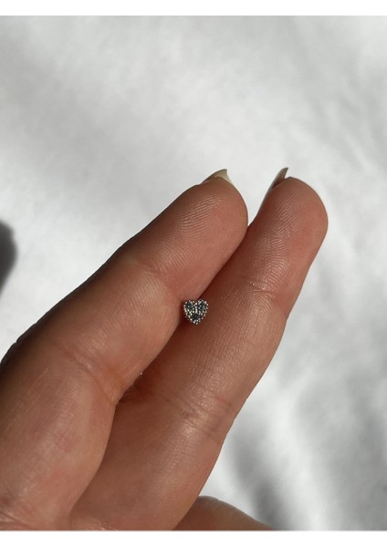 Nature Cerrahi Çelik Zirkon Taşlı Arkası Düz Küçük Kalp Piercing,tragus, Helix, Kıkırdak.