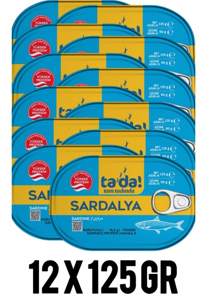 Tada Sardalya Konserve 12 x 125GR ( Hazır Yemek.ton Balığı.şarküteri Deniz Ürünleri.hazır Konserve.)