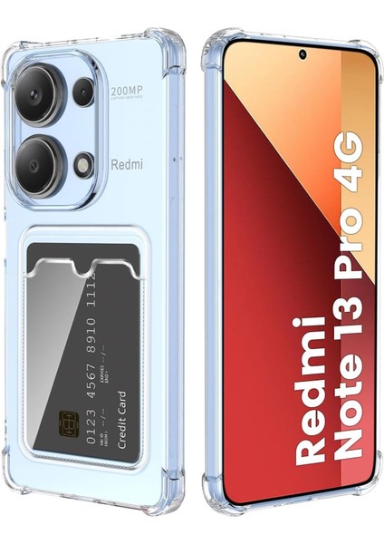 Xiaomi Redmi Note 13 Pro 4g Kapak ile Uyumlu Kamera Korumalı Kartlıklı Darbe Emici Özellikli Şeffaf Silikon Kılıf
