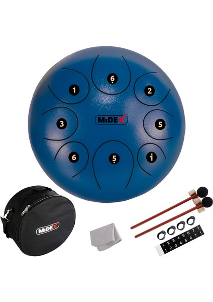 TD-108BL Çelik Dil Davul Handpan 10 İnç 8 Ton Steel Tongue Drum Full Set
