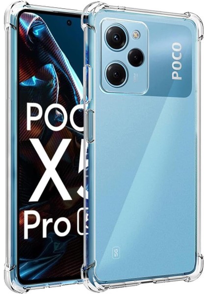 Poco X5 Pro Kapak ile Uyumlu Kamera Korumalı Airbag Antishock Köşe Korumalı Şeffaf Silikon Kılıf