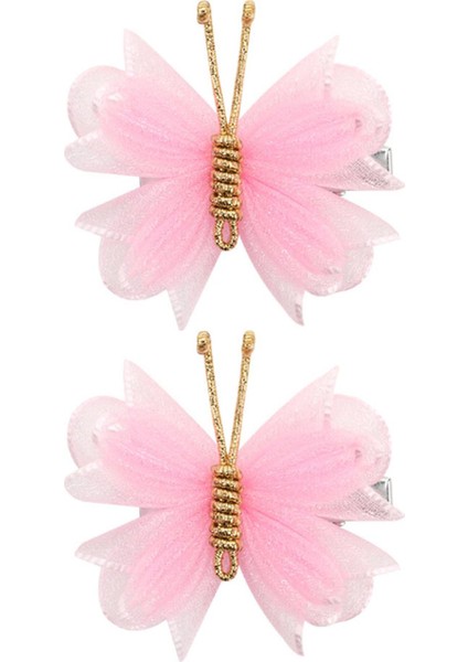 2x Kelebek Saç Klipleri Sahne Performansı Parti Örgü Pembe Için Taşınabilir Saç Tokası (Yurt Dışından)