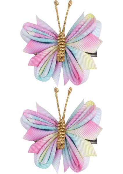 2x Kelebek Saç Klipleri Sahne Performansı Partisi Için Taşınabilir Saç Tokası Dişli Mavi Pembe (Yurt Dışından)