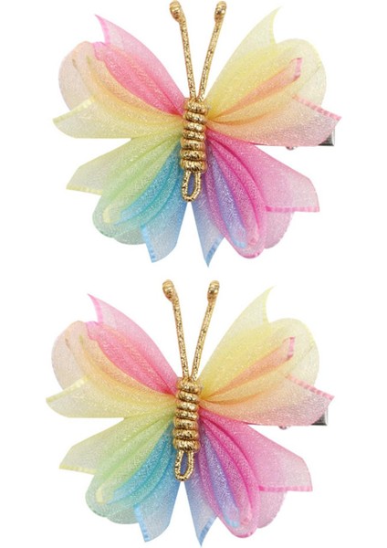 2x Kelebek Saç Klipleri Sahne Performansı Parti Örgü Renkli Için Taşınabilir Saç Tokası (Yurt Dışından)