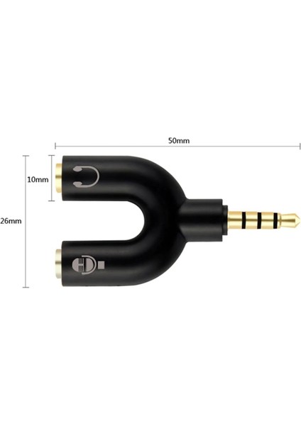 Kulaklık Adaptörü 3.5mm Erkek Kadın Çift Paylaşımı Stereo Ses Çıkışı Mikrofon Kulaklık Splitter Adaptör