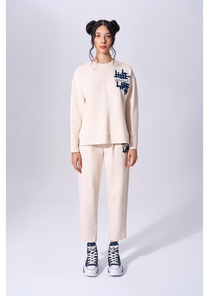 Kadın Pamuklu Baskılı Uzun Kollu Günlük Kullanım Krem Sweatshirt 2591307 fiyatları