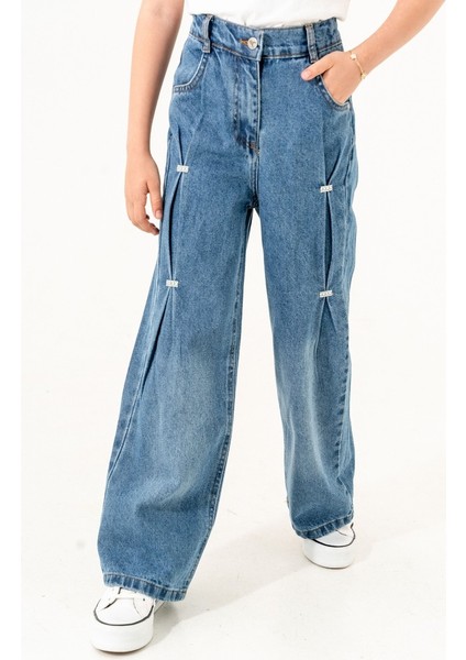 Kız Çocuk Önü Ponterezli Kot Pantolon G2172 fiyatları