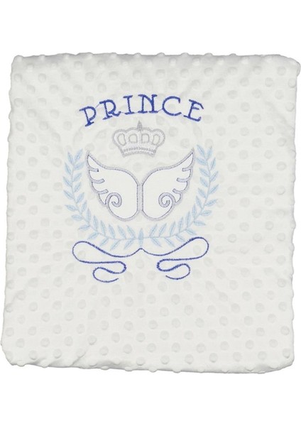 Erkek Bebek Ekru Mavi Prince Nakışlı Nohut Battaniye 80X90 fiyatları