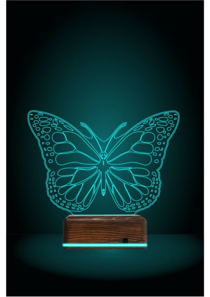 3D Ilizyon LED Lamba Masa Gece Lambası 16 Renk Kumandalı Kelebek Tasarım