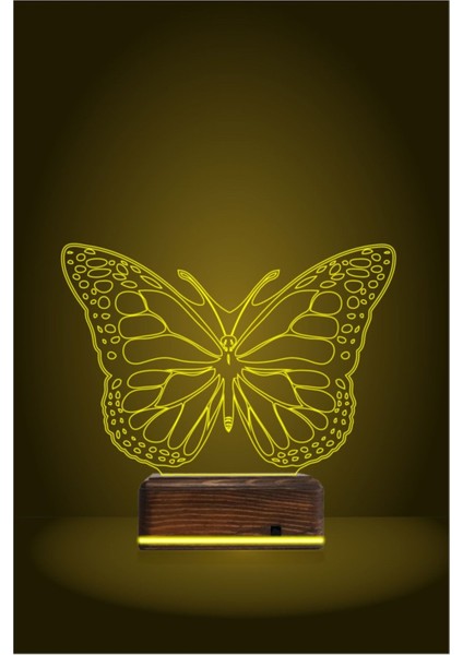 3D Ilizyon LED Lamba Masa Gece Lambası 16 Renk Kumandalı Kelebek Tasarım