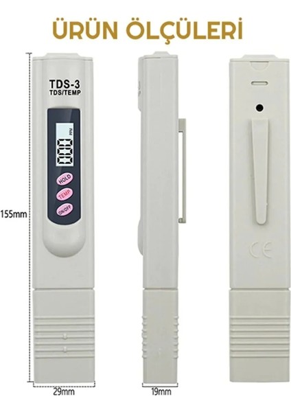 Tds3 Metre Su Kalite Ölçme Cihazı Su Saflık Ölçer Sıcaklık Testi İçme Suyu Havuz Akvaryum