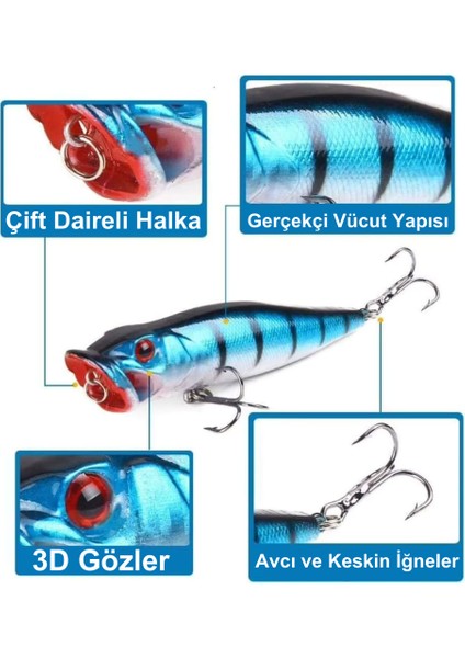 Popper Yapay Yem 9 cm – 12 Gram Maket Balık, Suni Yem, 1 Adet Model:4