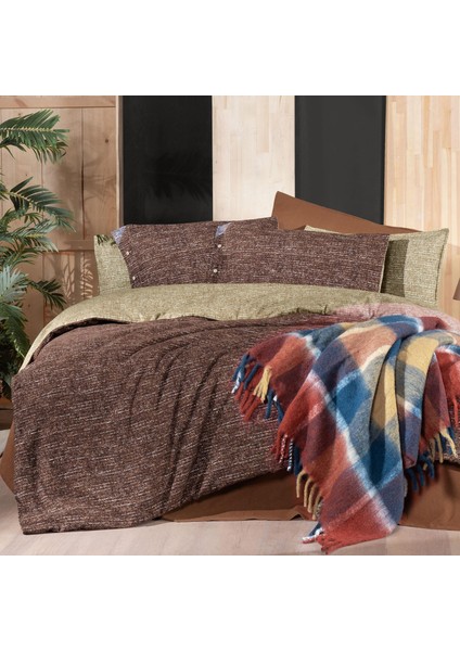 Glamis Tek Kişilik %100 Pamuk Flanel (Pazen) Nevresim Takımı Taba