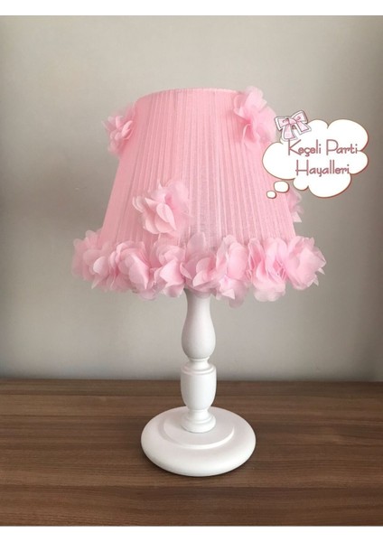 Bebek Çocuk Odası Abajur Pembe Tül Çiçekli
