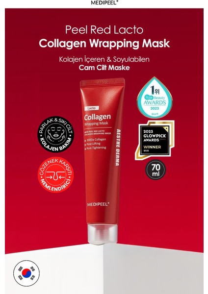 Kolajen Soyulan Cam Cilt Maske Medıpeel Red Lacto Collagen Wrapping Mask 70ML