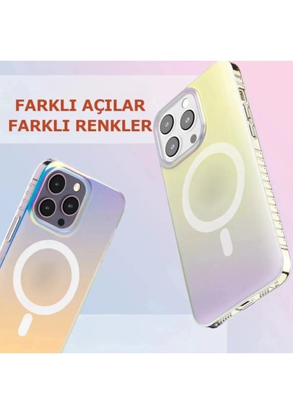 iPhon 15 Pro Uyumlu Ebruli Her Açıda Renk Değiştiren Magsafe Wireless Şarj Özellikli Mat Kılıf Kılof